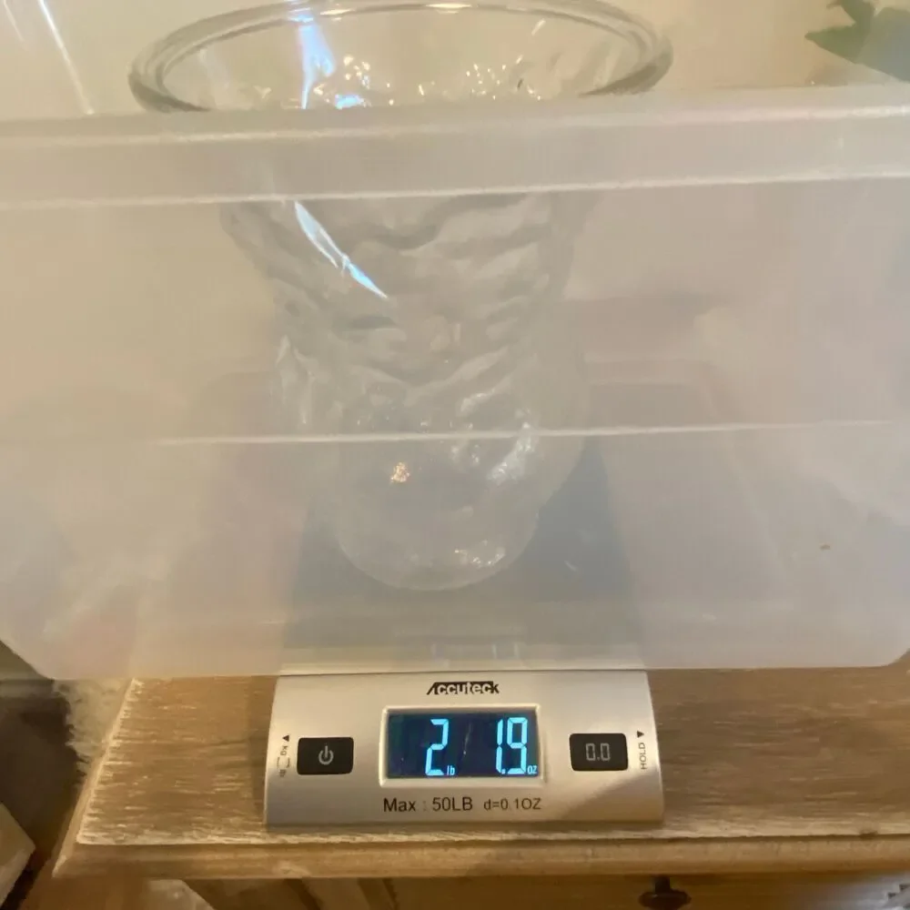 Vintage Large Vase Clear Crinkle Glass 8”